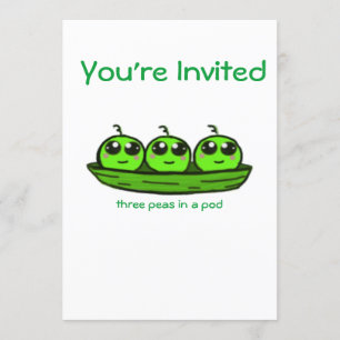 Triplet Baby shower Invitation Kaart