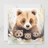 Triplet Baby shower Mama Beer en welpen Kaart (Voorkant)