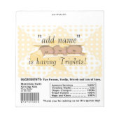 Triplet Baby shower Snoep Bar wrappers Notitieblok (Voorkant)