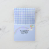 triplet baby voetafdrukken van blue gingham bedankkaart (Binnen)