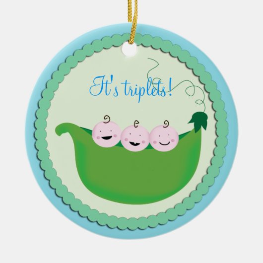 Triplet Boy "Sweet pea"-baby shower Keramisch Ornament (Voorkant)