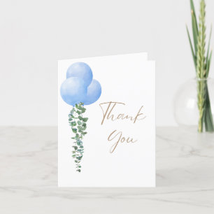 Triplet Boys Blauw Ballon Baby Boy Waterverf Bedankkaart