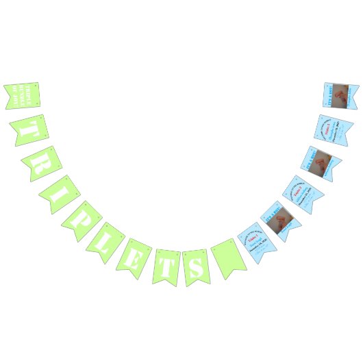 Triplet Boy's Blue Green Bunting Banner (Alle)