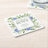 Triplet Boys Blue Hydrangeas Baby shower Kartonnen Onderzetters (Schuin)