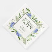 Triplet Boys Blue Hydrangeas Baby shower Servet (Hoek)