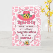 Triplet Cowgirl Nieuwe babyroze Westerne compacten Kaart (Gele Bloem)