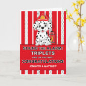 Triplet Gefeliciteerd Dalmatian Puppy Firehouse Kaart (Gele Bloem)