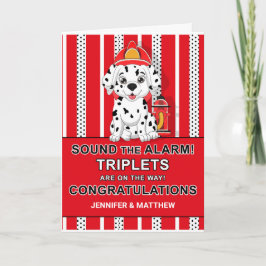 Triplet Gefeliciteerd Dalmatian Puppy Firehouse Kaart