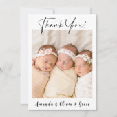 Triplet Girls Bedankt Newborn Baby Aankondiging (Voorkant)