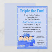 Triplet Jongens Baby Douche Uitnodigingen (Voorkant / Achterkant)