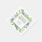 Triplet Jongens Blauwe Hortensia Baby Shower Servet (Hoek)