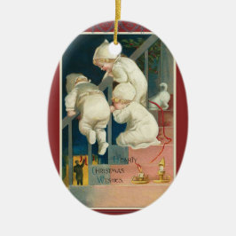 Triplet Kerstversiering  Victoriaans Keramisch Ornament