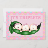 Triplet Meisjes Baby shower Invitation Kaart (Voorkant)