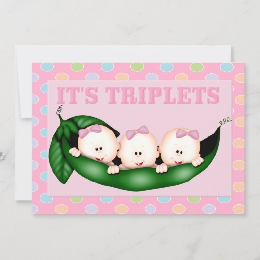 Triplet Meisjes Baby shower Invitation Kaart (Voorkant)