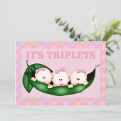 Triplet Meisjes Baby shower Invitation Kaart (Staand voorkant)