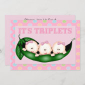 Triplet Meisjes Baby shower Invitation Kaart (Voorkant / Achterkant)