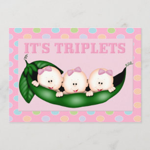 Triplet Meisjes Baby shower Invitation Kaart