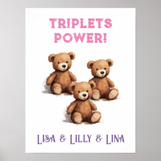 Triplet Meisjes Kwekerij,  Teddy Bears, Poster (Voorkant)