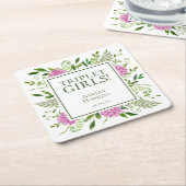 Triplet Meisjes Roze Hydrangeas Meisje Baby shower Kartonnen Onderzetters (Schuin)