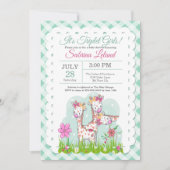 Triplet Meisjes Schattige Giraffen Baby Shower Kaart (Voorkant)