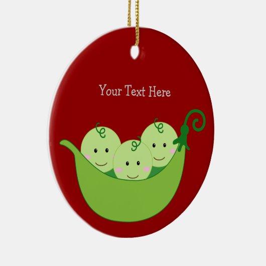 Triplet Pea Pods Keramisch Ornament (Rechts)