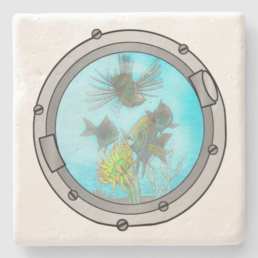 Triplet Portholes Stenen Onderzetter (Voorkant)