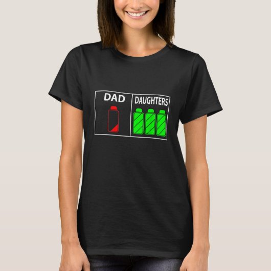 Triplet vader van drie dochters grappige Vaderdag T-shirt (Voorkant)
