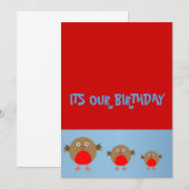 Triplet verjaardagsuitnodigingen kaart (Voorkant / Achterkant)