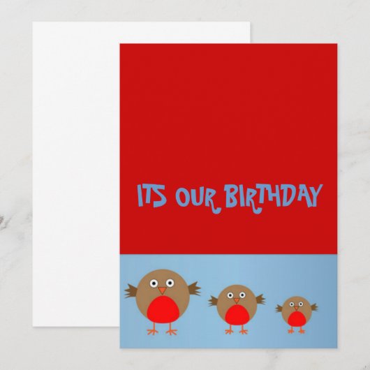 Triplet verjaardagsuitnodigingen kaart (Voorkant / Achterkant)