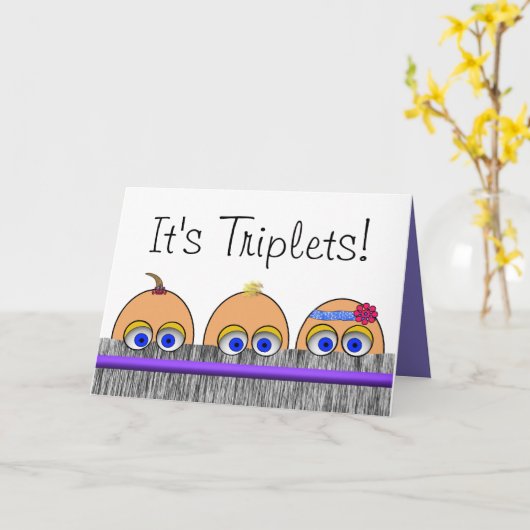 triplet wenskaart kaart (Gele Bloem)