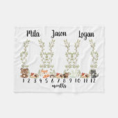 Triplet Woodland Milestone Blanket - Woodland Mile Fleece Deken (Voorkant (Horizontaal))