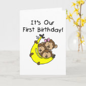 Triplets 1st - twee jongens, een meisje kaart (Gele Bloem)