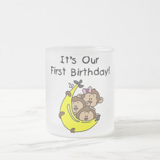 Triplets 1st - twee jongens, een meisje matglas koffiemok (Center)