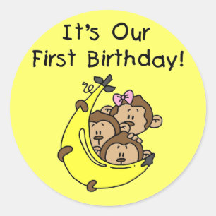 Triplets 1st - twee jongens, een meisje ronde sticker