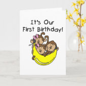 Triplets 1st - Twee meisjes Een Jongen Tshirts en  Kaart (Gele Bloem)