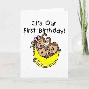 Triplets 1st - Two Girls One Boy Tshirts and Gifts Kaart