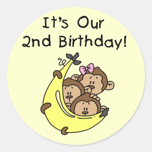 Triplets 2e - Twee Jongens / Een Meisje Tshirts Ronde Sticker (Voorkant)