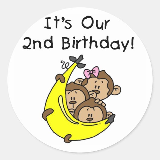 Triplets 2e - Twee Jongens / Een Meisje Tshirts Ronde Sticker (Voorkant)