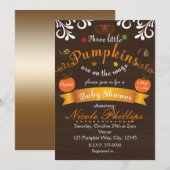 Triplets 3 PUMPKINS Herfst BABY SHOWER Uitnodiging (Voorkant / Achterkant)