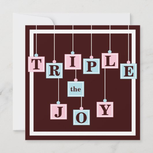 Triplets Baby Blokken in roze en blauw Baby shower Kaart (Voorkant)