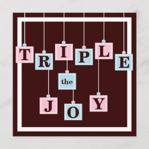 Triplets Baby Blokken in roze en blauw Baby shower Kaart