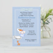 Triplets Baby Boy Shower Invitation (Stork) Kaart (Staand voorkant)
