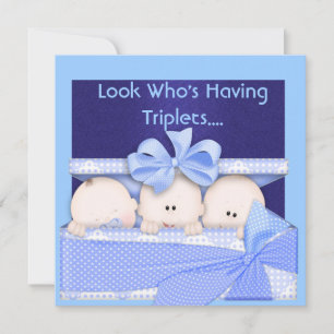 TRIPLETS BABY BOYS SHOWER INVITATION KAART
