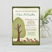 TRIPLETS Baby Deer Woodland Forest Baby shower Kaart (Staand voorkant)