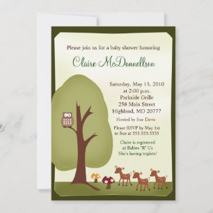 TRIPLETS Baby Deer Woodland Forest Baby shower Kaart