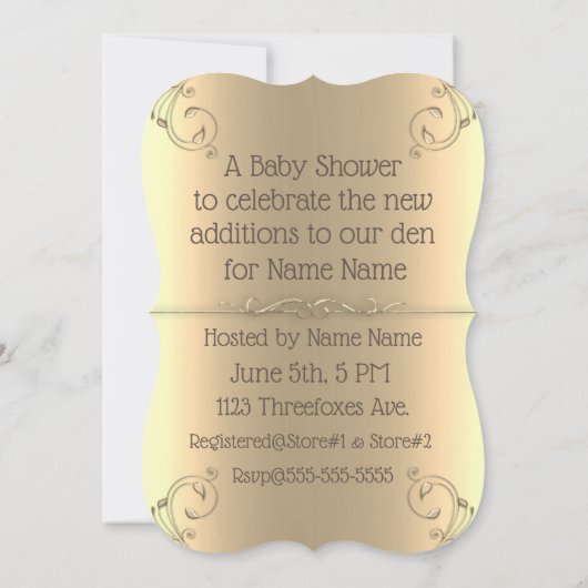 Triplets  baby fox baby shower uitnodiging (Achterkant)