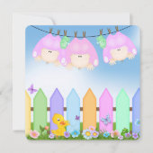 Triplets Baby Meisje Douche Kaart (Voorkant)