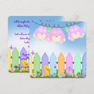 Triplets Baby Meisje Douche Kaart