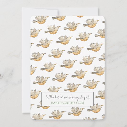 Triplets Baby shower Bird and Nest Kaart (Achterkant)