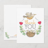 Triplets Baby shower Bird Bedankkaart (Voorkant / Achterkant)